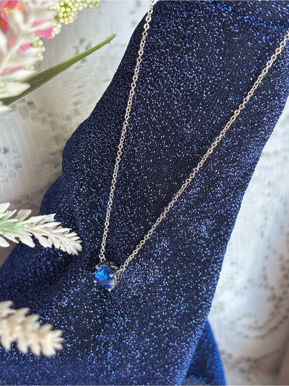 Park Lane Impression Silver Necklace with Deep Blue Crystal Pendant - Picture 5 of 10